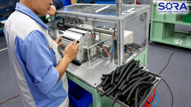 Máy luồn trục bán tự động